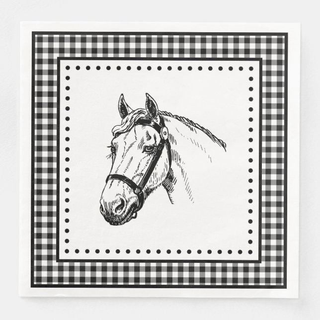 Horse Gingham Napkin (Front)