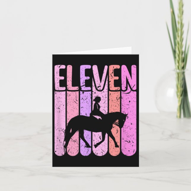 Horse Girl 11th Birthday Horseback Riding  Card (Front)