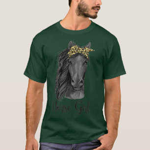Horse Girl Bandana Leopard Horseback Riding Horse  T-Shirt