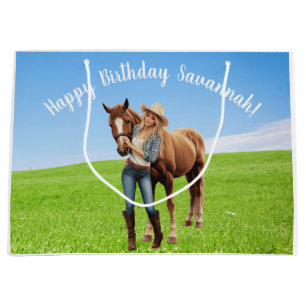 Horse Girl Birthday Celebration Special Message Large Gift Bag