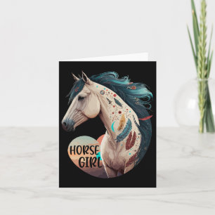 Horse Girl Bohemian Equestrian Portrait Horseback Card