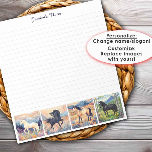 Horse Girl Colourful Your Photos Personalized Line Notepad (Horse Girl Colorful Your Photos Personalized Lined Notepad - Customize w/ your photos & Personalize.)