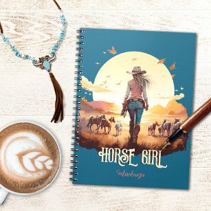 Horse girl Cowgirl horse lover desert sunset Notebook