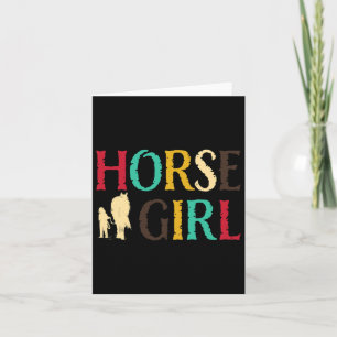 Horse Girl - Cute Colourful Retro Horseback Riding Card