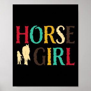 Horse Girl - Cute Colourful Retro Horseback Riding Poster