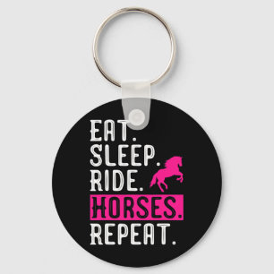 Horse Girl Eat Sleep Ride Horses Repeat Horseback Keychain
