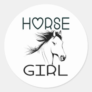 Horse Girl Equestrian Horses Lover Cowgirl Pony Classic Round Sticker