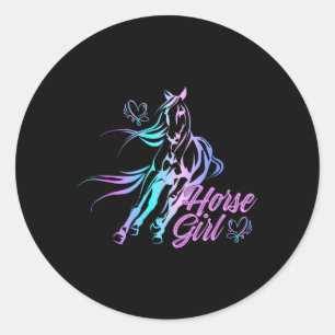 Horse Girl Equestrian Rider Saying Horseback Ridin Classic Round Sticker