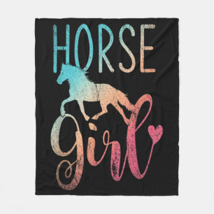 Horse Girl Equestrian Women Girls Horseback Fleece Blanket