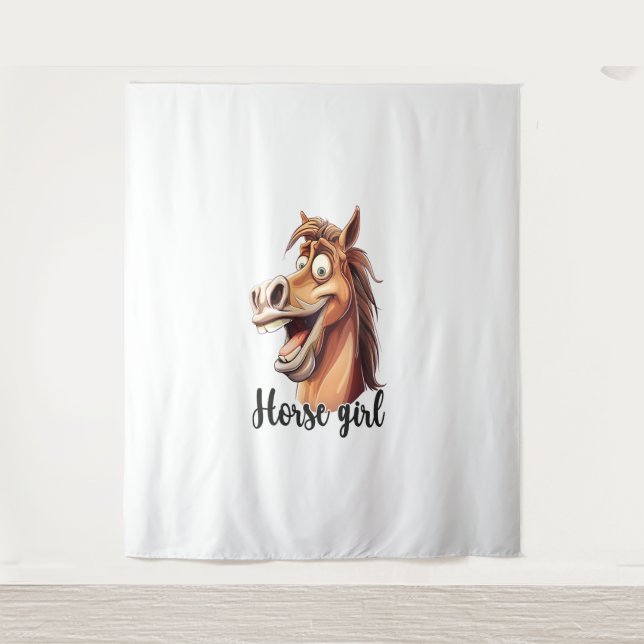 Horse Girl Funny Horse Tapestry (Front)