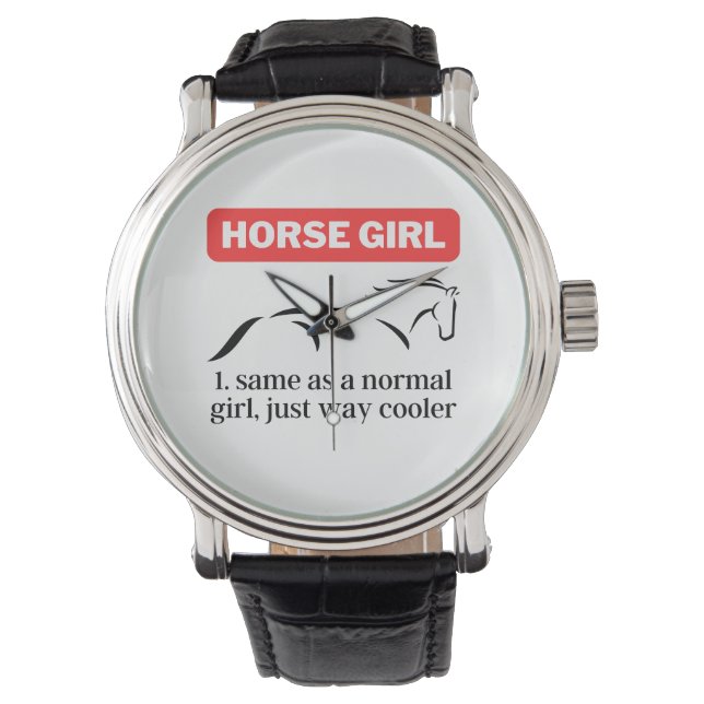 Horse Girl, Funny Horseback Riding Lover Watch (Front)