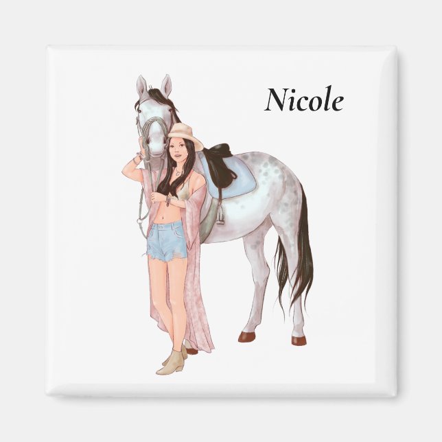 Horse Girl Gift, Horse lover, horse owner Magnet (Front)