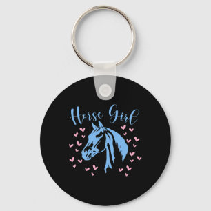 Horse Girl Hearts Equestrian Rider Teen Kids Women Keychain