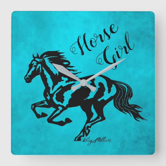 Horse Girl, Horse Square Wall Clock (Front)
