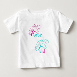 Horse Girl in Pink and Turquoise Baby T-Shirt