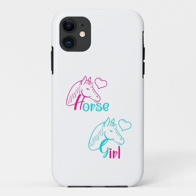 Horse Girl in Pink and Turquoise Case-Mate iPhone Case (Back)