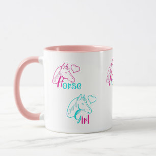 Horse Girl in Pink and Turquoise Mug