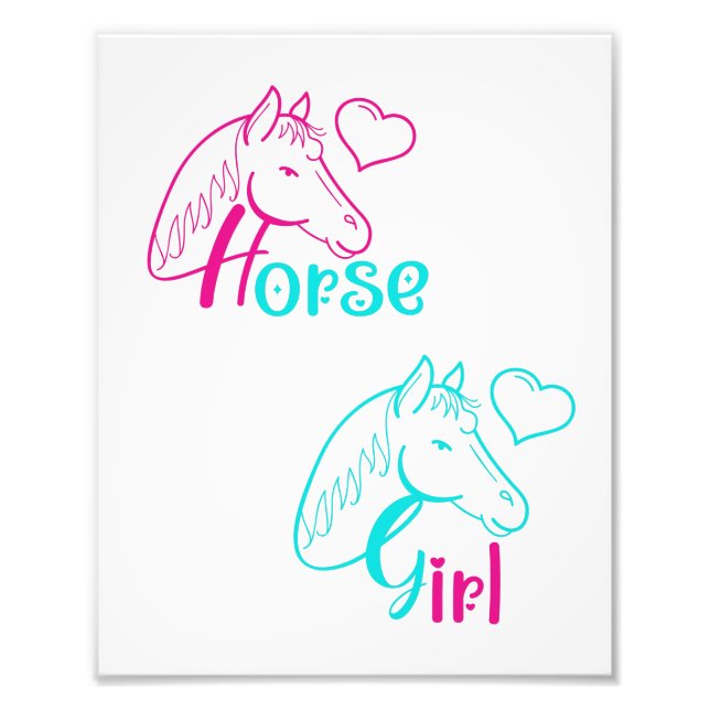 Horse Girl in Pink and Turquoise Photo Print (Front)