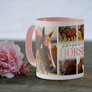 Horse Girl Photo Collage Frosted Glass Coffee Mug