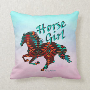 Horse Girl, Southwest Horse Throw Pillow