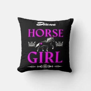 Horse Girl with Name Throw Pillow