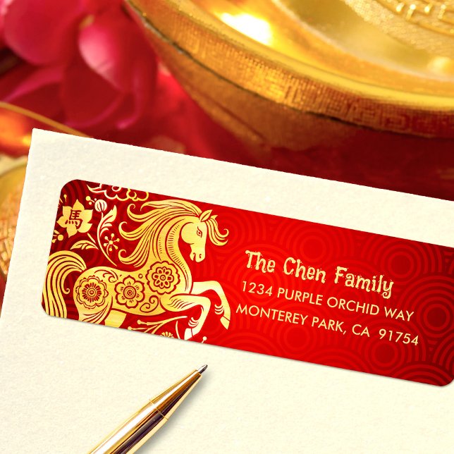 Horse Gold Foil Red Chinese Lunar New Year 2026 (Créateur téléchargé)