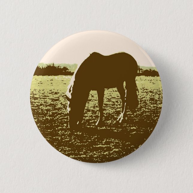 Horse Grazing Pop Art 2 Inch Round Button (Front)