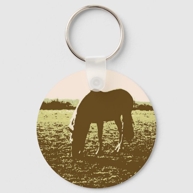 Horse Grazing Pop Art Keychain (Front)