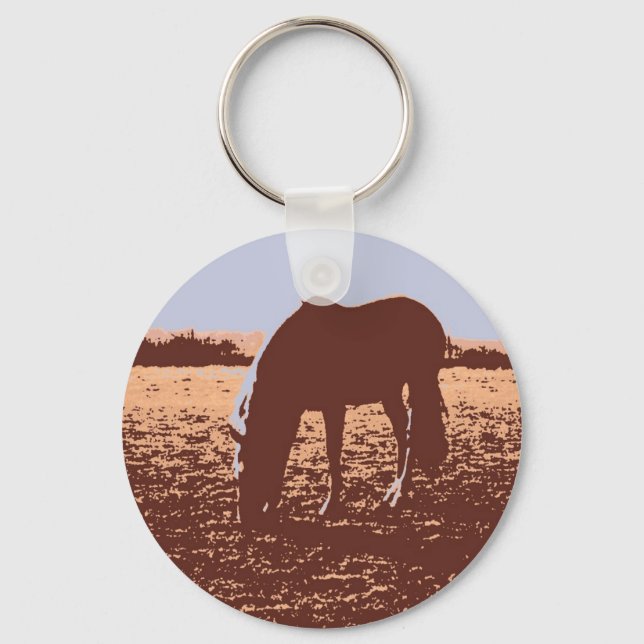 Horse Grazing Pop Art Keychain (Front)