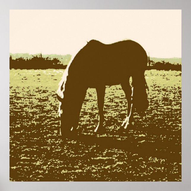 Horse Grazing Pop Art Poster (Front)