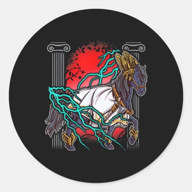 Horse Greek Myths Zeus Ancient Gods Equine Lightni Classic Round Sticker (Front)