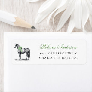 Horse Green Elegant Vintage Baby Shower Address