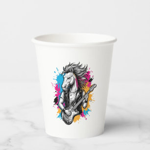 Horse Guitar Player Vintage Engraving T-Shirt Desi Paper Cups