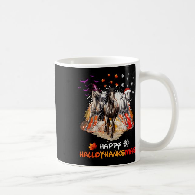 Horse Halloween And Merry Christmas Happy Hallotha Coffee Mug (Right)
