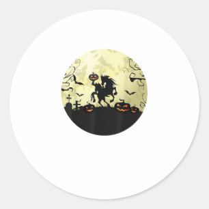 horse halloween headless horseman Pumpkin and moon Classic Round Sticker