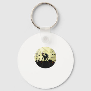 horse halloween headless horseman Pumpkin and moon Keychain