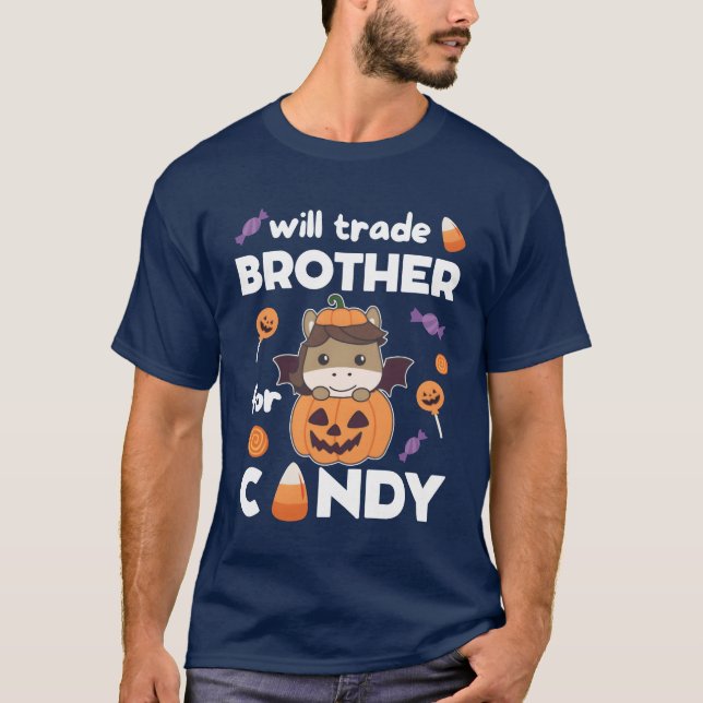 Horse Halloweenrade Brother For Candy gift T-Shirt (Front)