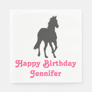 Horse Happy Birthday Equestrian Cute Pony Party Napkin