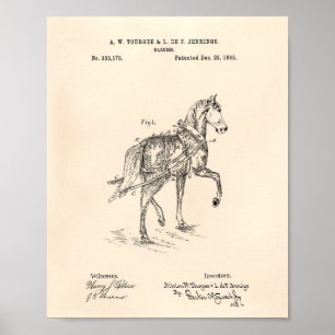 Horse Harness 1885 Patent Art Old Peper Poster