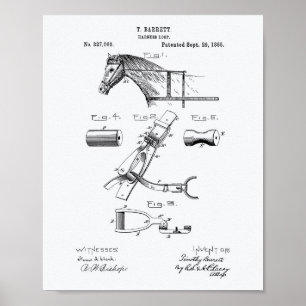 Horse Harness Loop 1885 Patent Art White Paper Poster