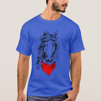 Horse Head Art With Bandana Horseback Riding Lover T-Shirt