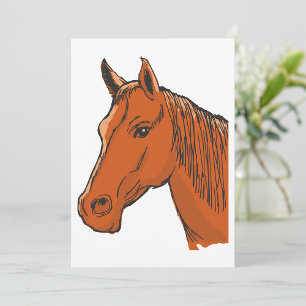 Horse Head Brown Farm Animal Invitation