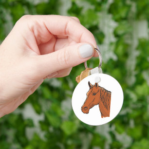 Horse Head Brown Farm Animal Keychain
