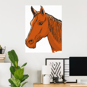 Horse Head Brown Farm Animal Poster