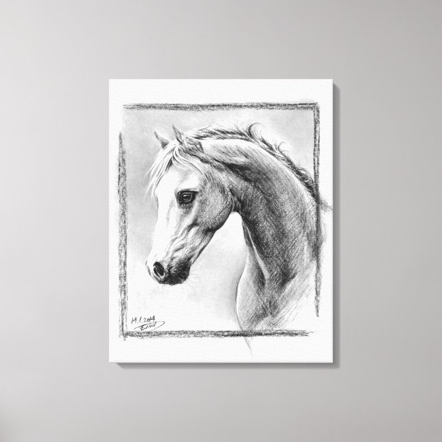 Horse head Charcoal drawing Equine art Canvas Print (Front)