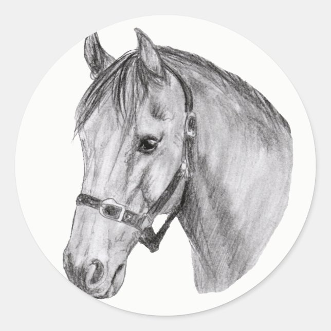 horse head classic round sticker (Front)
