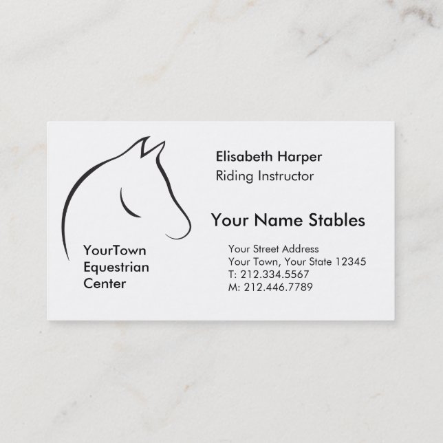 Horse Head Equestrian Centre Business Card (Back)