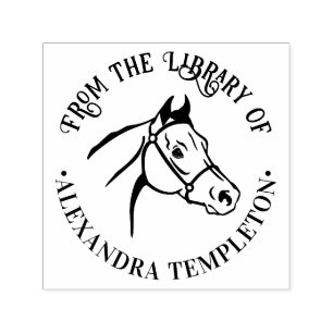 Horse Head “From the Library of” Book Name Self-inking Stamp