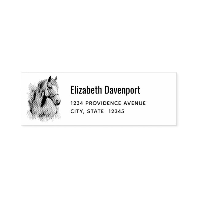 Horse Head Illustration Address Self-inking Stamp (Design)