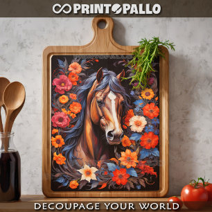 Horse head in magic flowers parade tissue paper